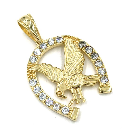 Gold over 925 silver Charm Eagle Horseshoe